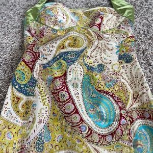 Green paisley halter dress
